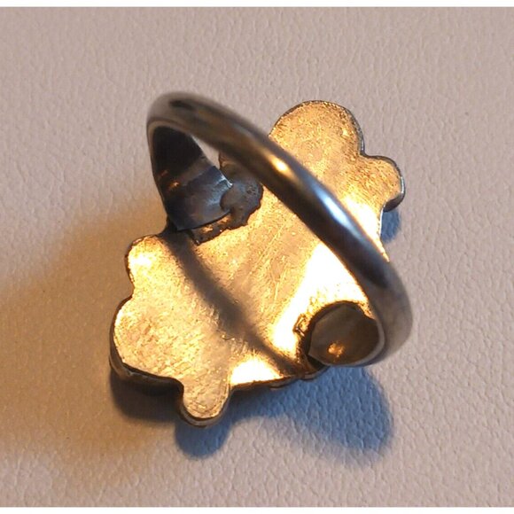 Vintage Native American Navajo Coral Sterling Ring sz6 (1340) - Picture 4 of 4